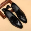Mens Woven Leather Loafers Shoes