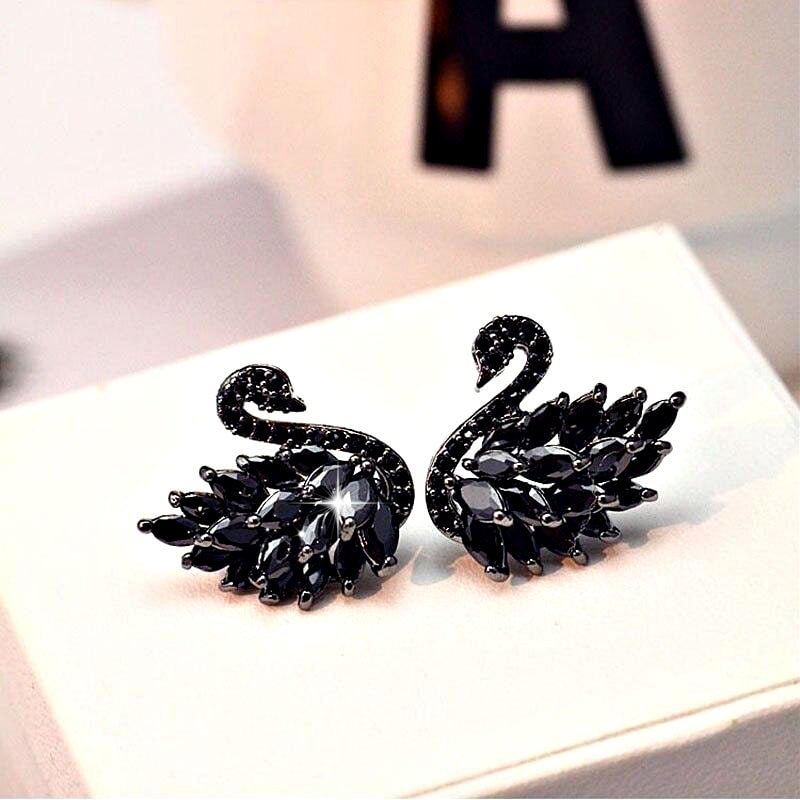 Crystal Swan Earrings