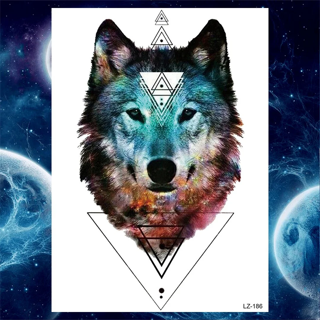 Flower Skeleton Temporary Tattoos For Women Men Adult Death Skull Tattoo Sticker Fake Lion Wolf Forest Black Evil Tatoos Armband