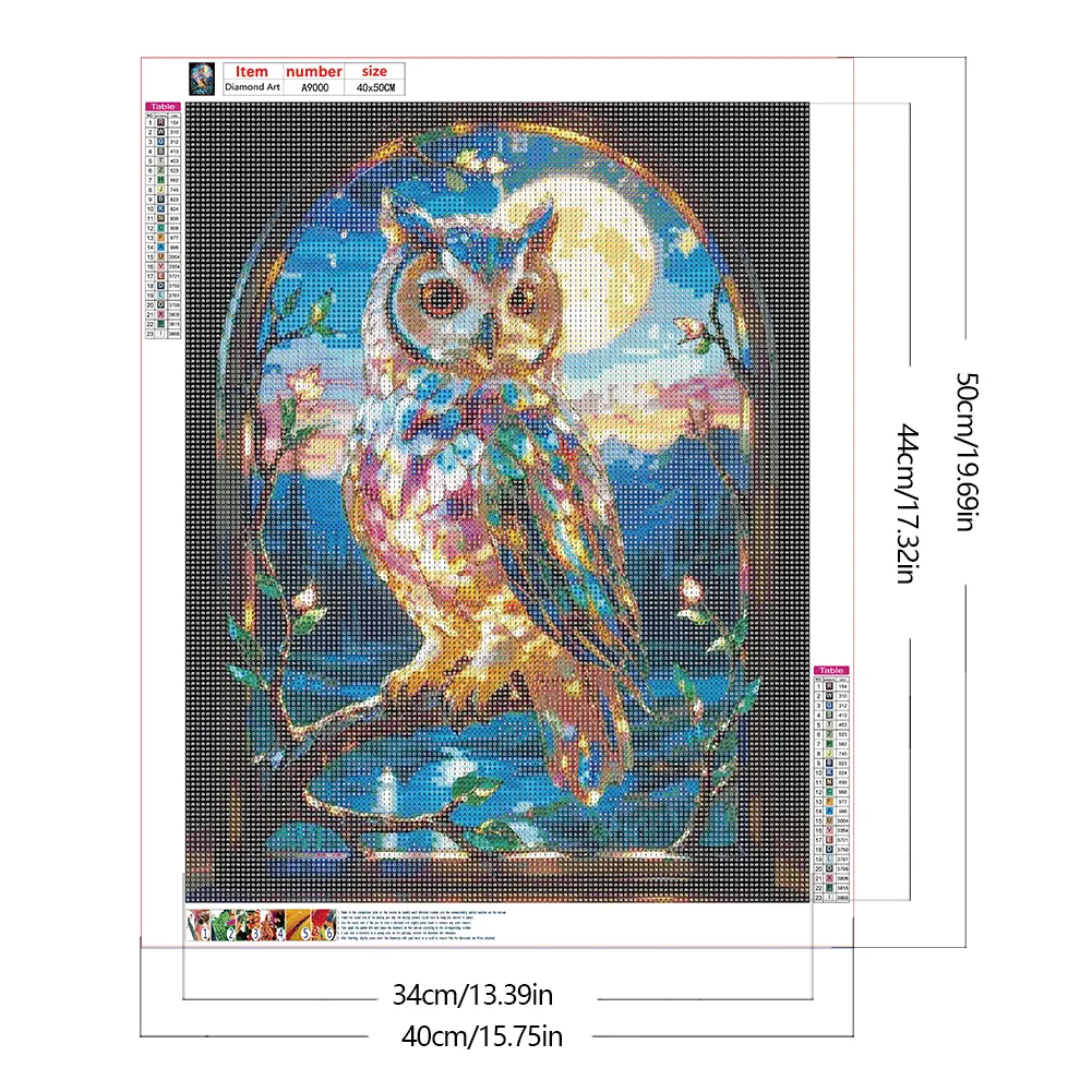 Diamond Painting - Full Round Drill - Stained Glass Owl(Canvas|40*50cm)