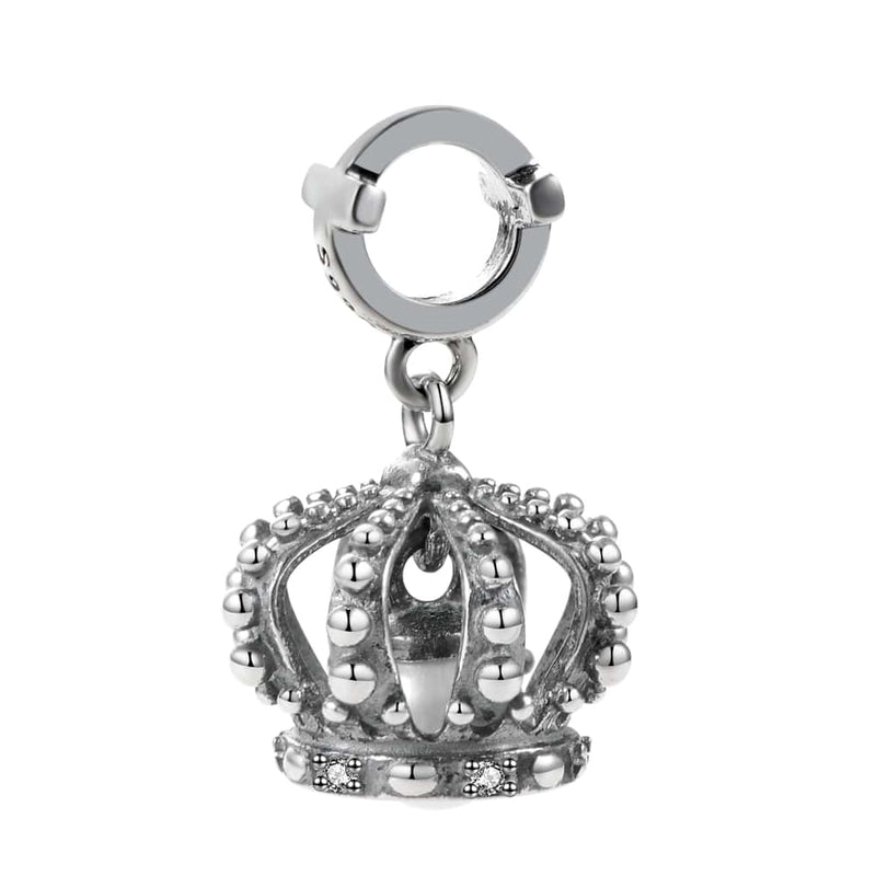925 Sterling Silver Plating Inlay Crown Pearl Zircon Charms Jewelry Accessories