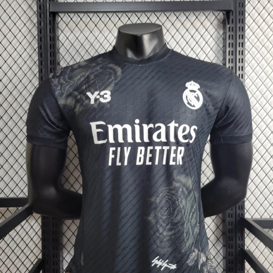 24/25 Real Madrid Y3 Black Player Version Football T-Shirt Thai Quality