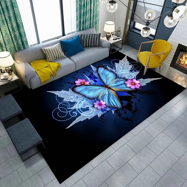 15Size Gorgeous Butterfly Design ECO Friendly Material Carpet for Living Room Bedroom Bedside Rug Floor Mat Hallway Non-Slip Rug