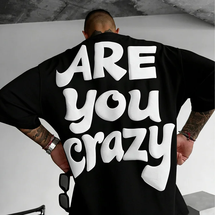 Oversized Casual Letter Foam Printed Short Sleeve T-Shirt