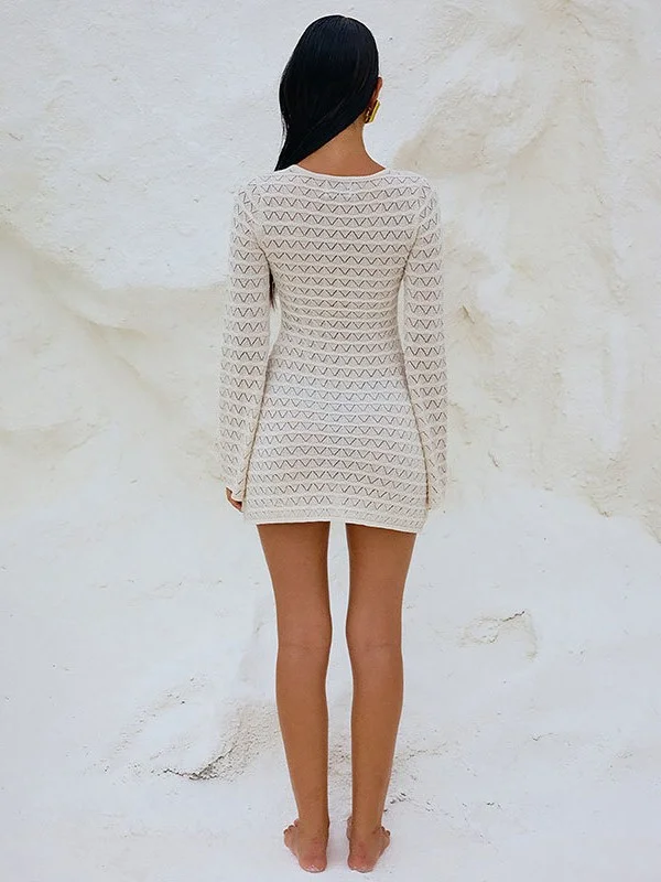 Athvotar Athvotar Beach Dress Women Solid Color Sexy Knitted Beach Bikini Women's Dress