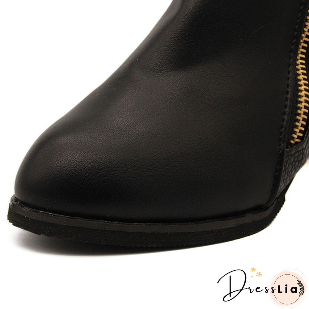 Autumn Winter Women  Martin Boots Female High Heel Thick with Side Zipper Large Size Ladies Boots