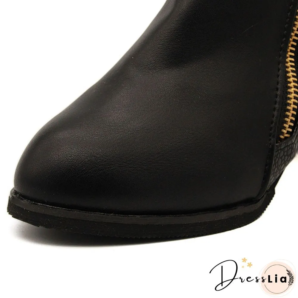 Autumn Winter Women  Martin Boots Female High Heel Thick with Side Zipper Large Size Ladies Boots