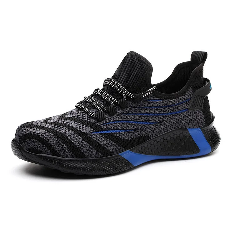 Men's Puncture Proof Construction Steel Toe Work Shoes - Black/Blue