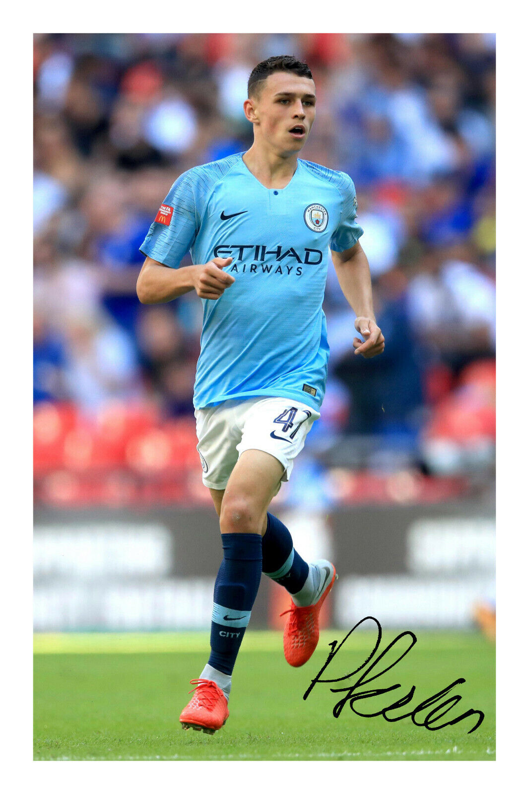 Phil Foden Signed A4 Photo Poster painting Print Autograph Manchester City