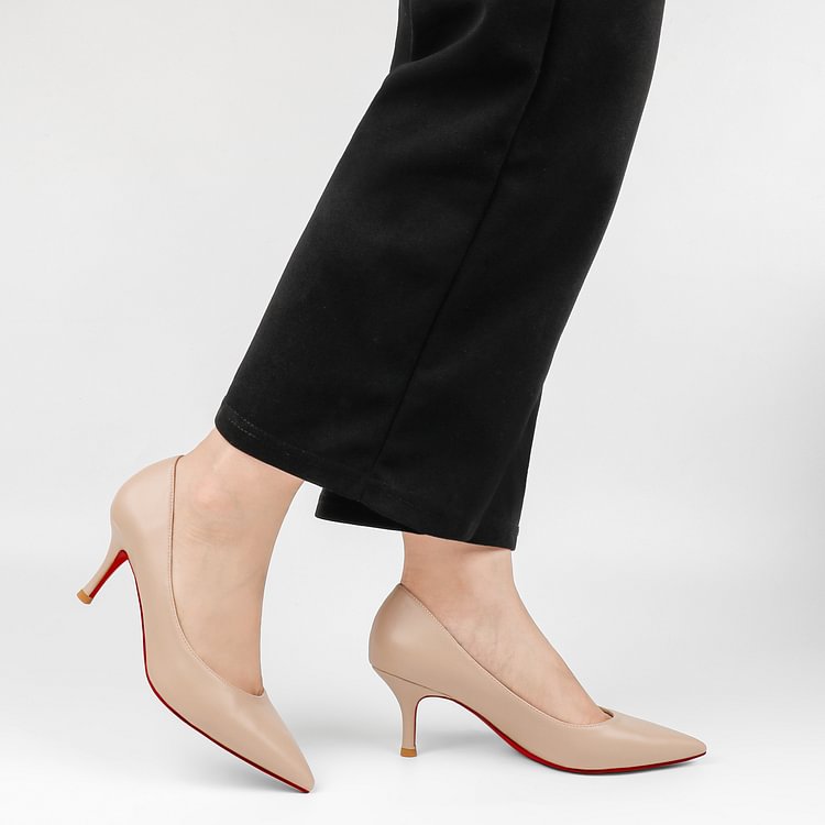 60mm Mid Kitten Heels Red Bottom Pumps Daily Work Party Dress Shoes