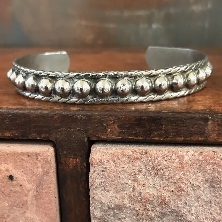 Mexican 925 Silver Orb Cuff Bracelet