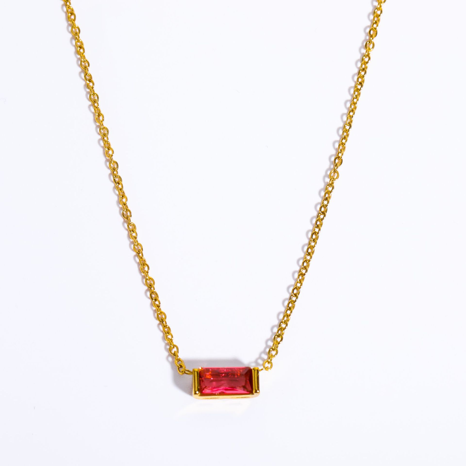 Women's Square Crystal Pendant Necklace