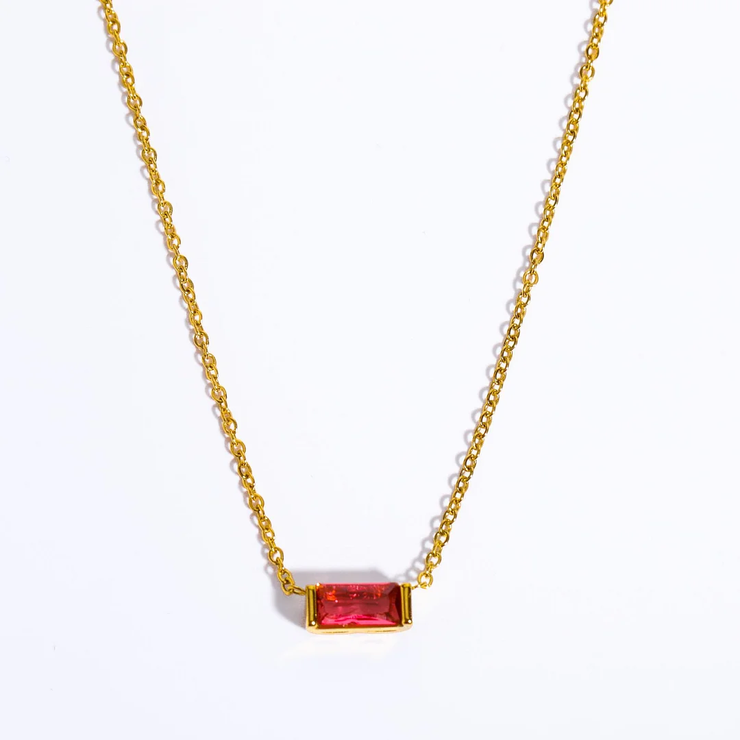 Women's Square Crystal Pendant Necklace