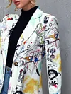 Fashion Graffiti Printed Buttoned Long Sleeve Urban Blazer Outerwear
