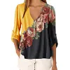 Camisa decote em V com estampa floral