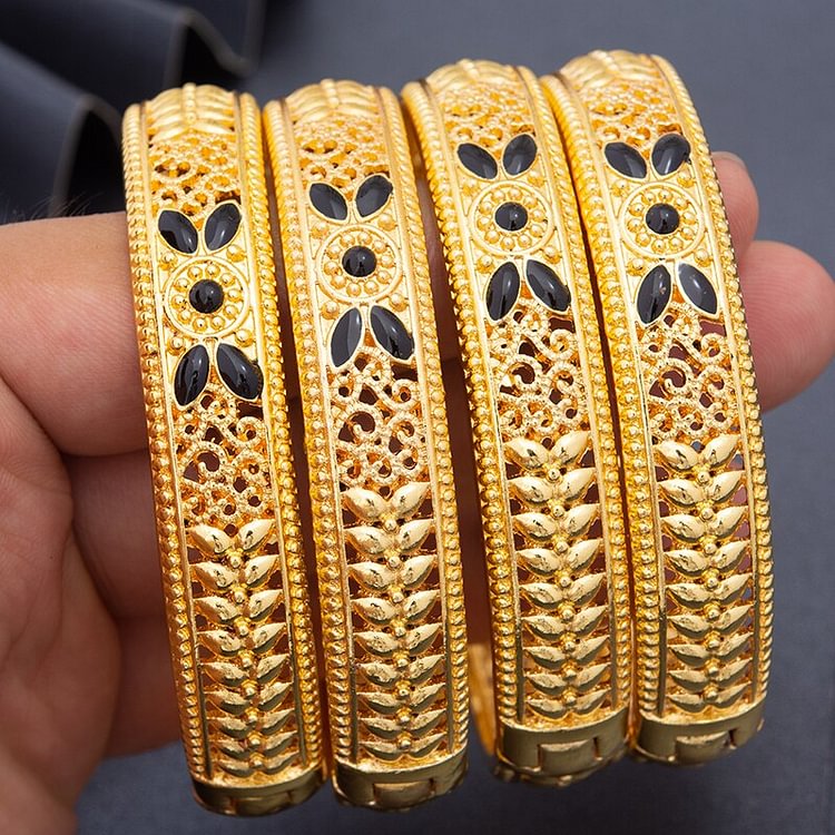 4Pcs/set Gold plated Bangle For Women Dubai Bride Wedding Ethiopian Bracelets