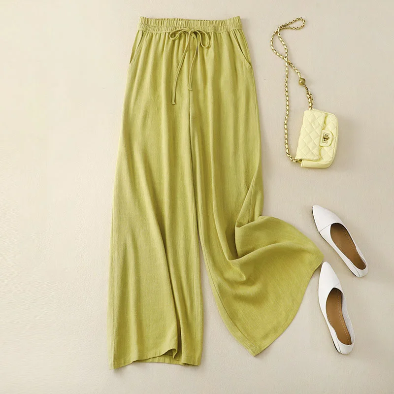 Cotton and linen retro loose all-match wide-leg pants