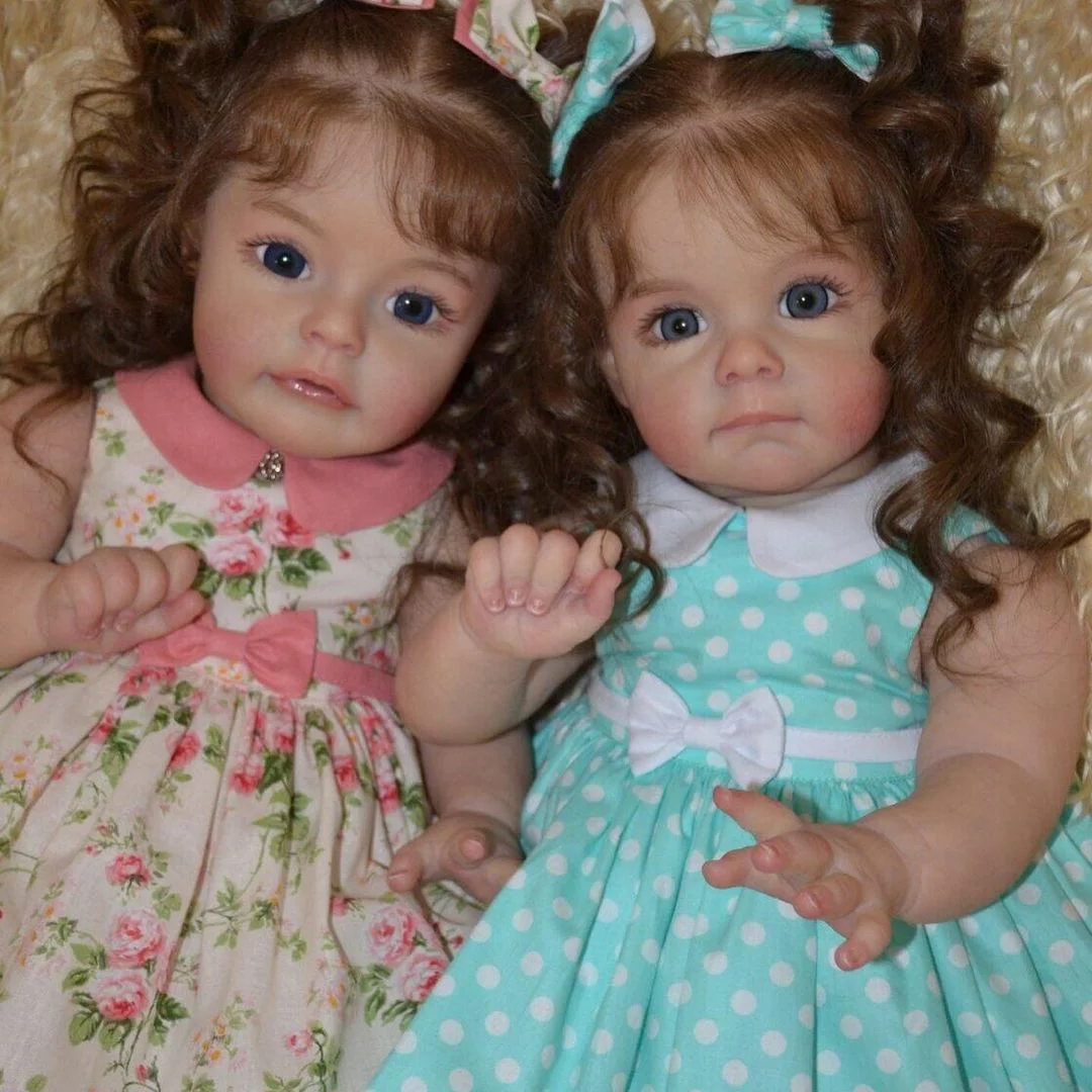 [Adorable Twins]22'' Realistic Beautiful Reborn Baby Doll Girl Named Reign and Laura