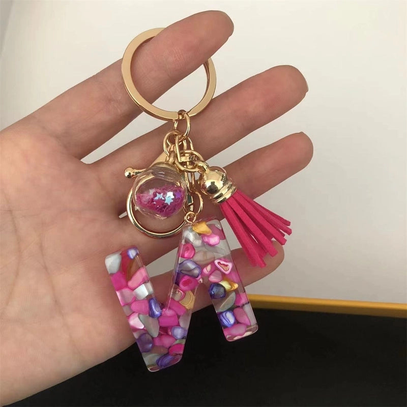 Minimalist Commute Letter Resin Unisex Bag Pendant Keychain