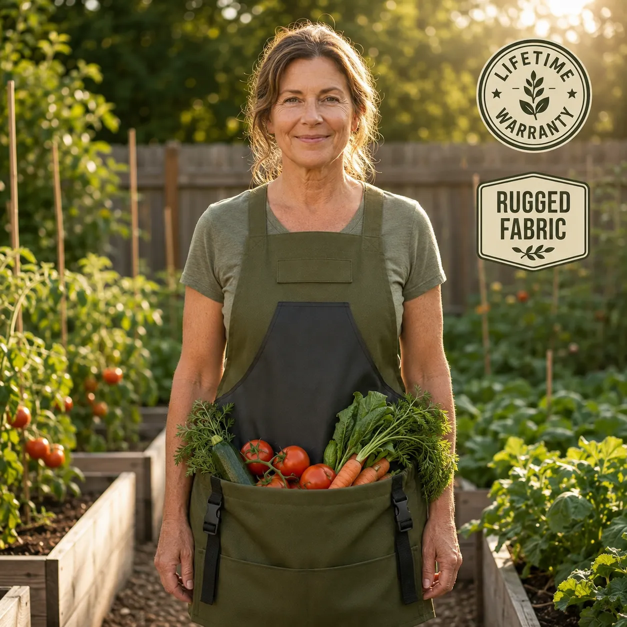 Two hands-free gardening aprons