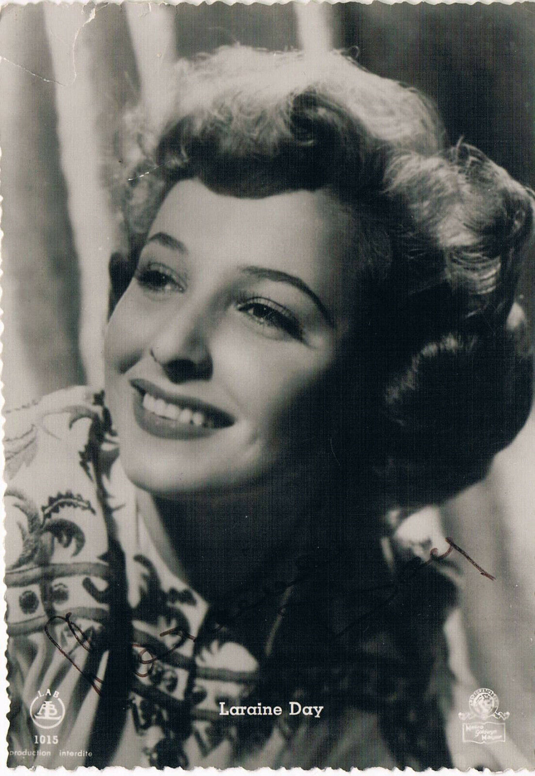 Laraine Day 1920-2007 autograph signed postcard Photo Poster painting 4x6