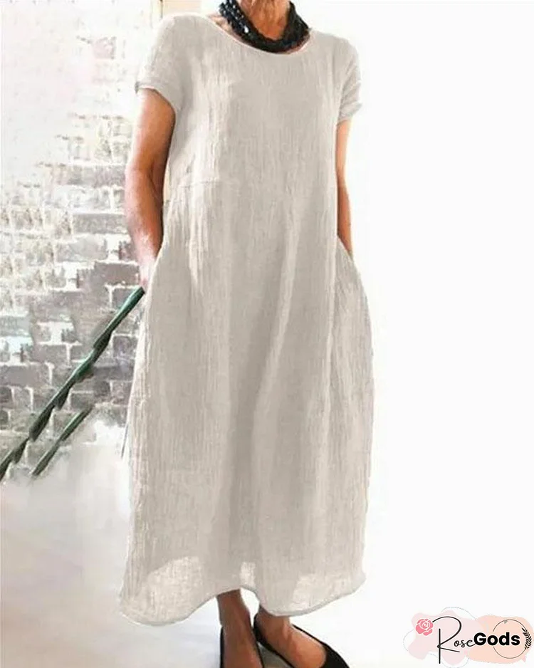 Loose Style Linen Maxi Dress