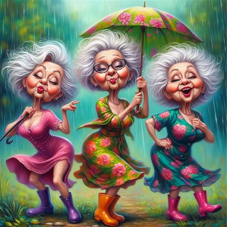 Funny Old Lady 40*40CM (Canvas) Full 40*40CM Drill Diamond Painting gbfke