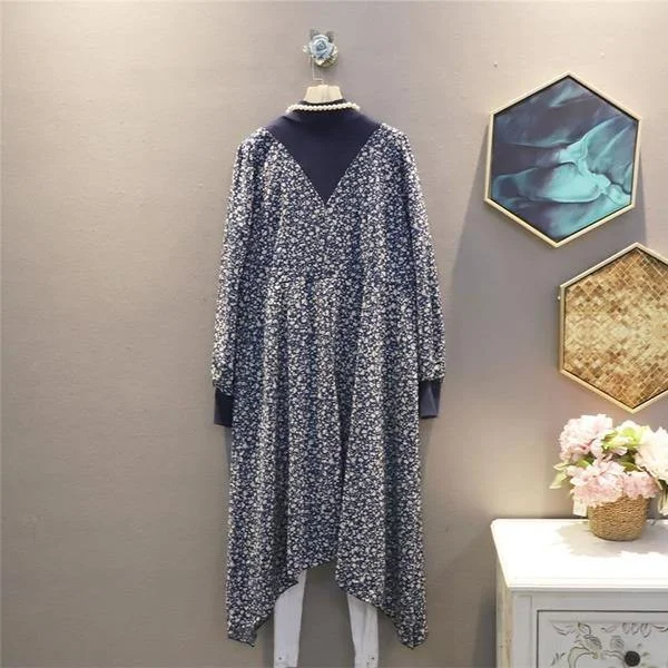 Patchwork Print Print Irregular Dress New Style Temperament All Match Women Dress