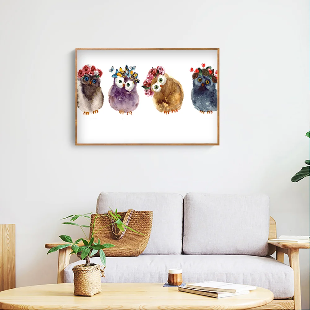 Full Round Diamond Painting 40*30cm - Colorful Owl