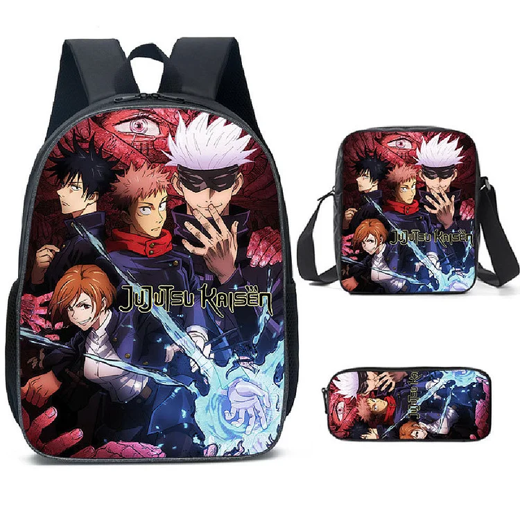 Mayoulove Jujutsu Kaisen Schoolbag Backpack Lunch Bag Pencil Case Set Gift for Kids Students-Mayoulove