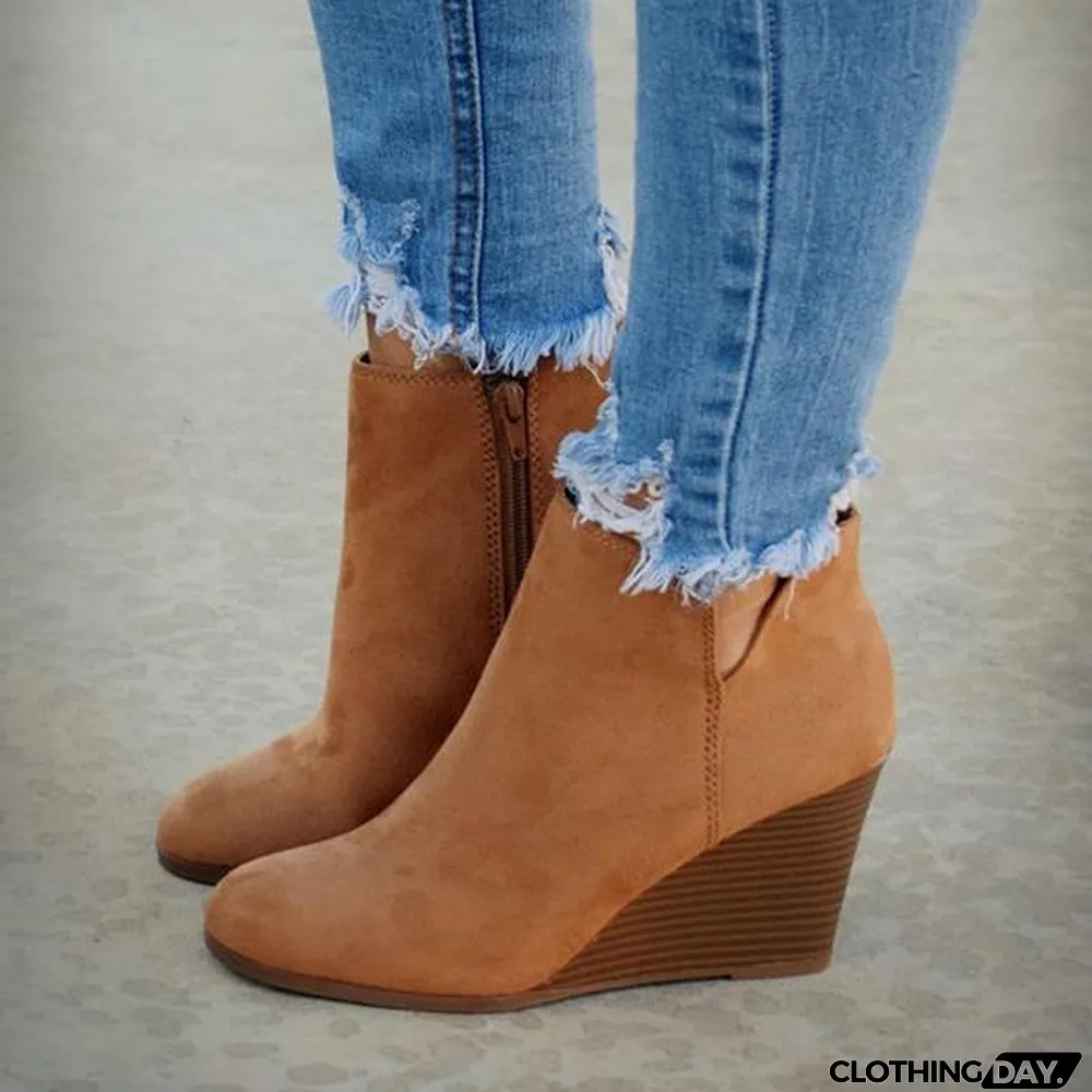 Side Slit Wedge Booties