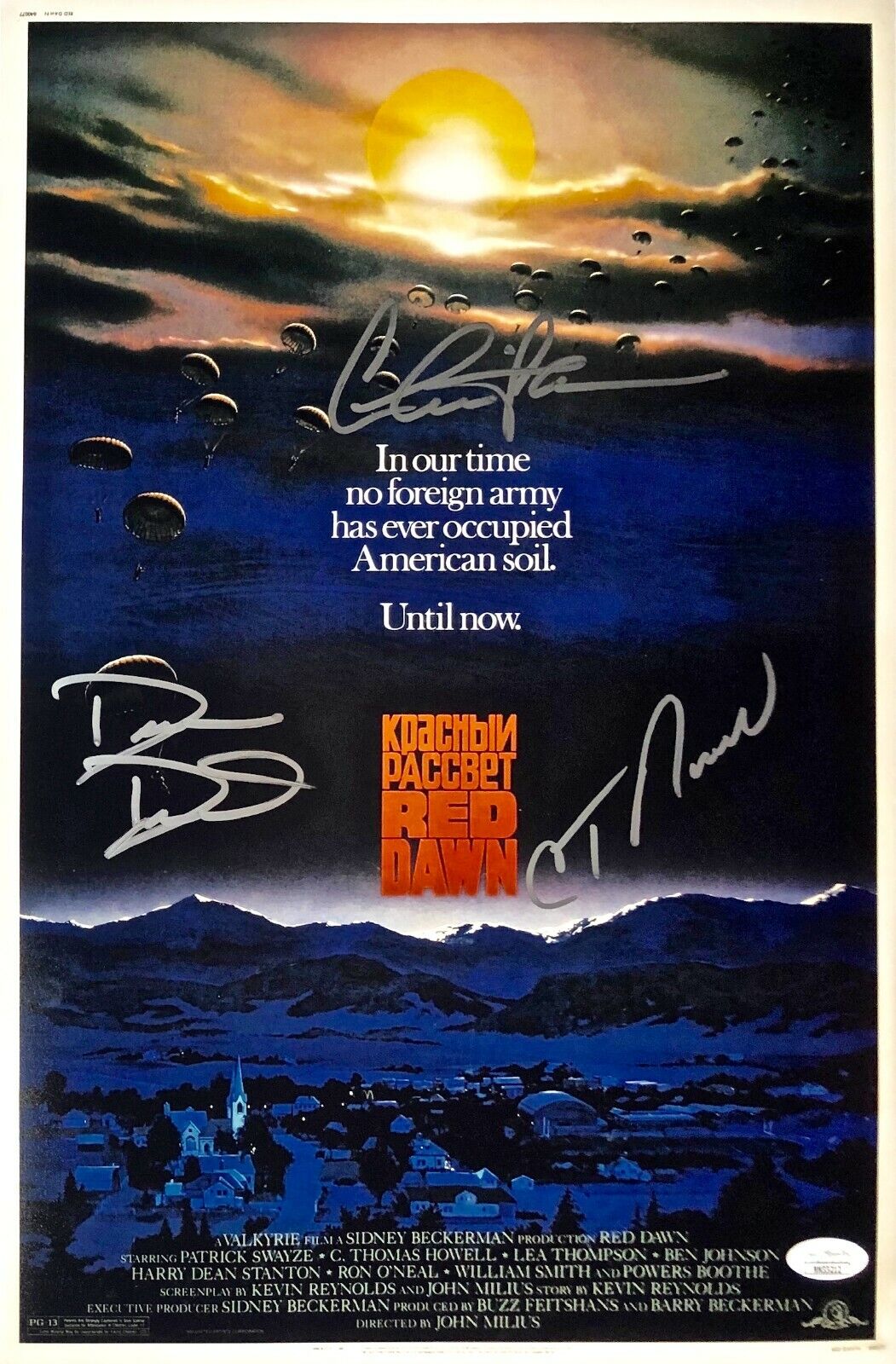 CHARLIE SHEEN Autograph SIGNED 11x17 RED DAWN Photo Poster painting C.J. HOWELL DALTON JSA CERT