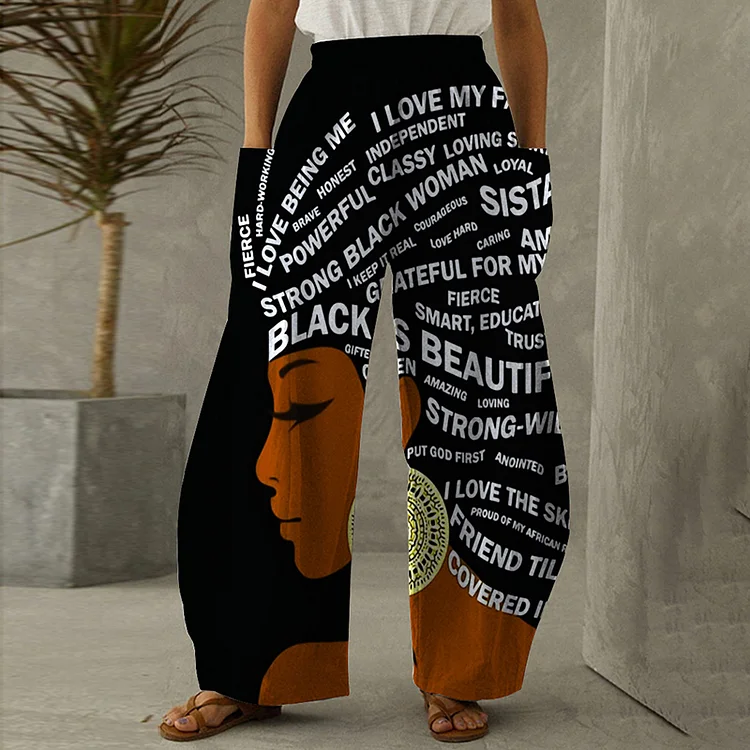 Beautiful Black Girl Printed Casual Pants