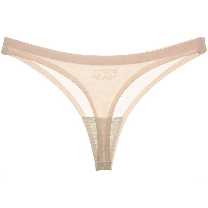 Women's Thong Underwear Ice Silk T-back G String Sexy Brief Ultra-thin Thongs Female Panty Tangas Low-Rise Panties Lingerie