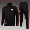 Joyfball 2025/2026 Kids Size Manchester United Half-Pull Training Suit Black Retro version Football Shirt 1:1 Thai Quality