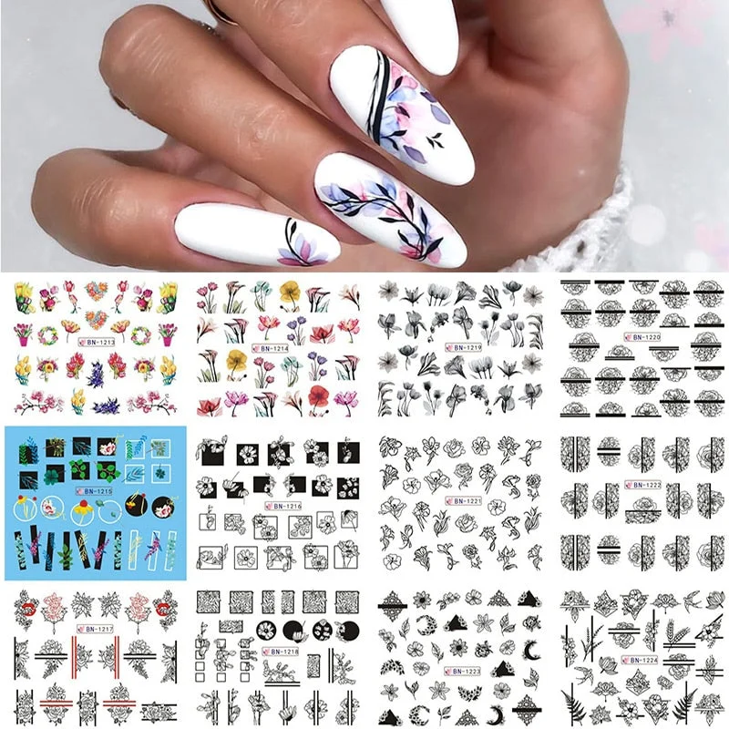 12Pcs/Set Heart Shaped Lips Designs Water Decals English Love Letter Stickers For Nails Nail Art Decoration Sliders Manicure DIY