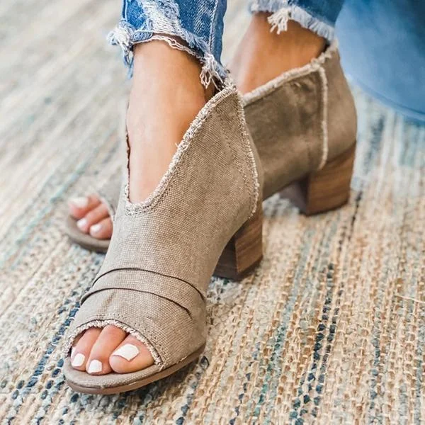 Women Chunky Canvas Sandals