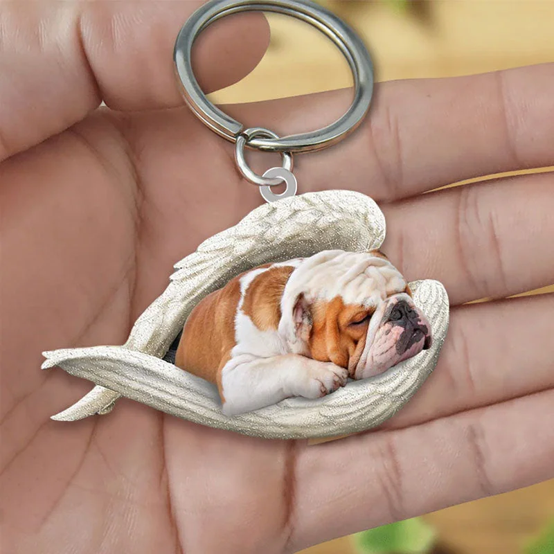 VigorDaily Sleeping Angel Acrylic Keychain Bulldog
