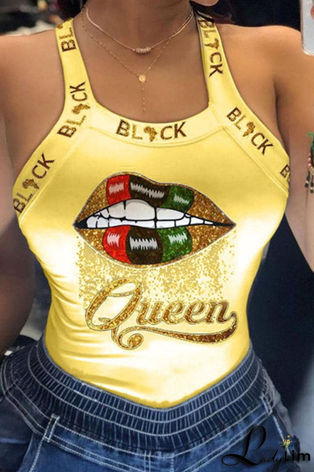 Deep Red Casual Street Print Patchwork U Neck Tops