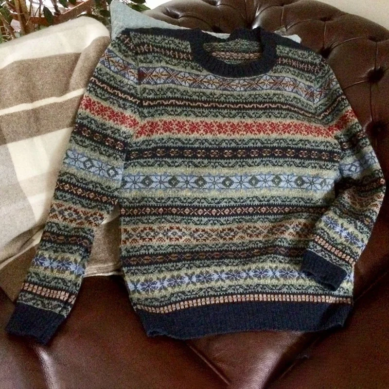 Vintage Striped Jacquard Knit Sweater