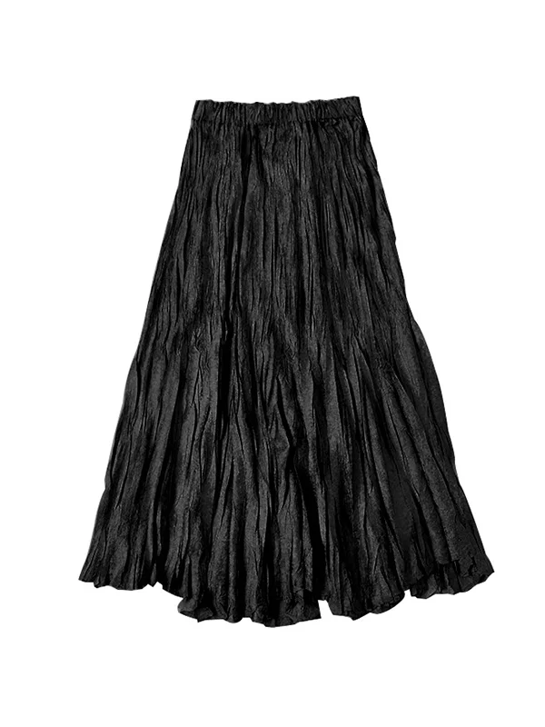 Loose A-Line Pleated Elasticity Skirts Bottoms