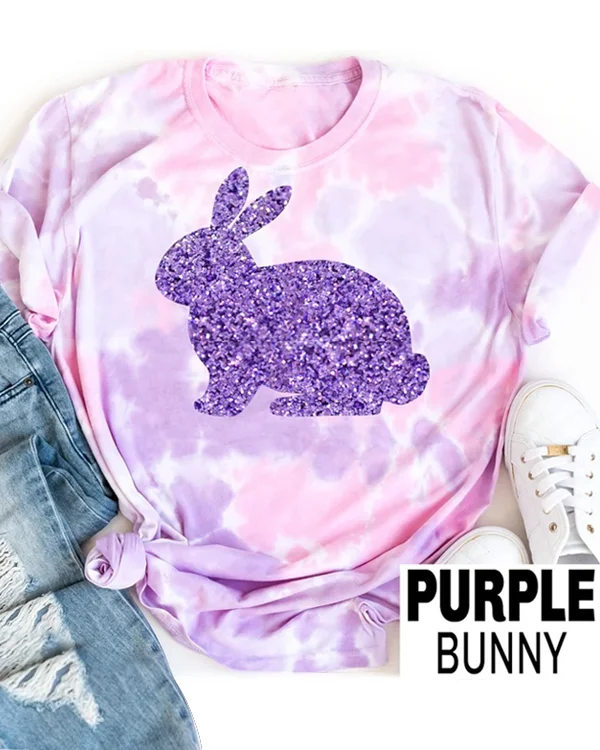 Glitter Easter Bunny Tie Dye Shirt