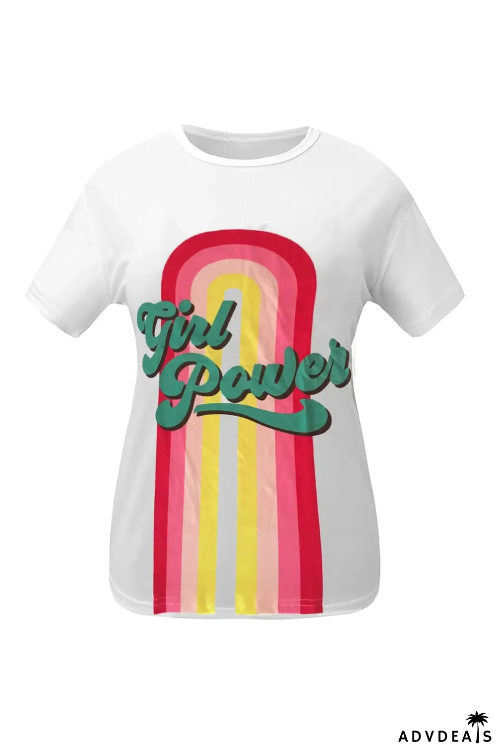 White Fashion Street Print Patchwork O Neck T-Shirts