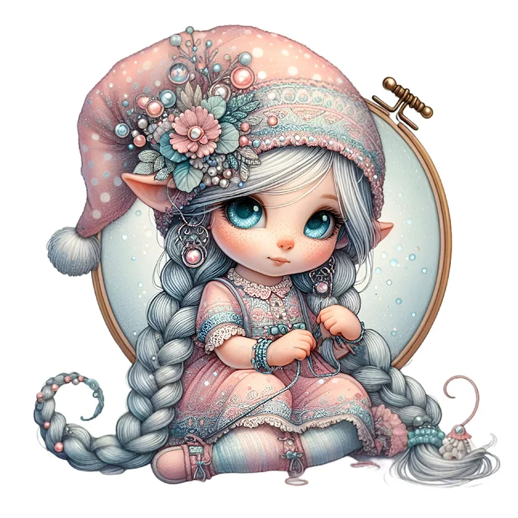 Sewing Gnome Little Girl 11CT/16CT Stamped Cross Stitch 50*50CM