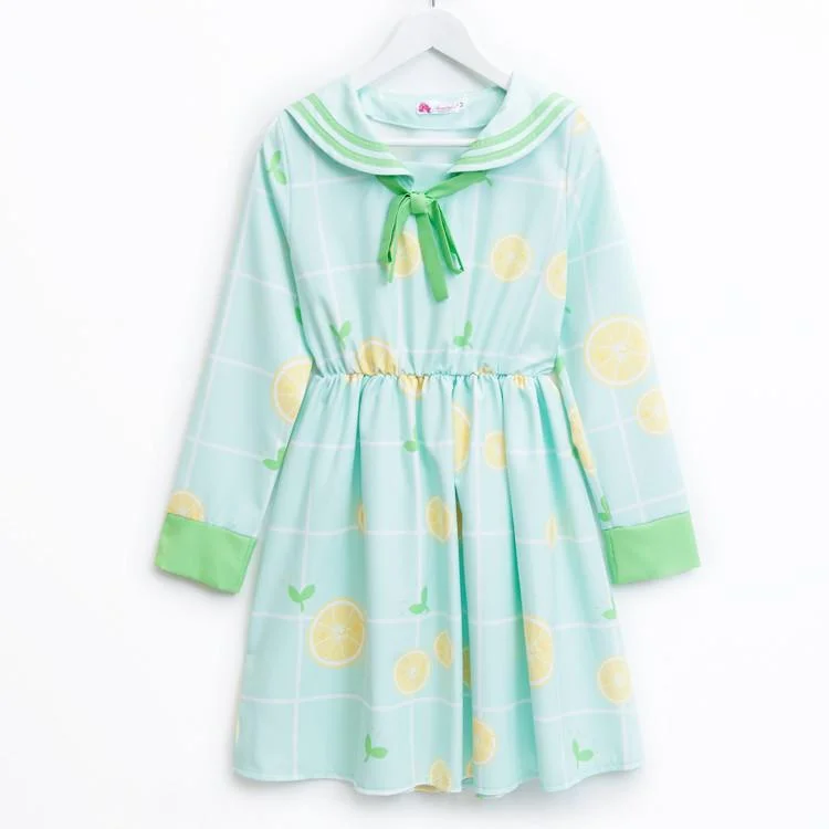 S/M/L Fresh Lemon Sailor Dress SP153951