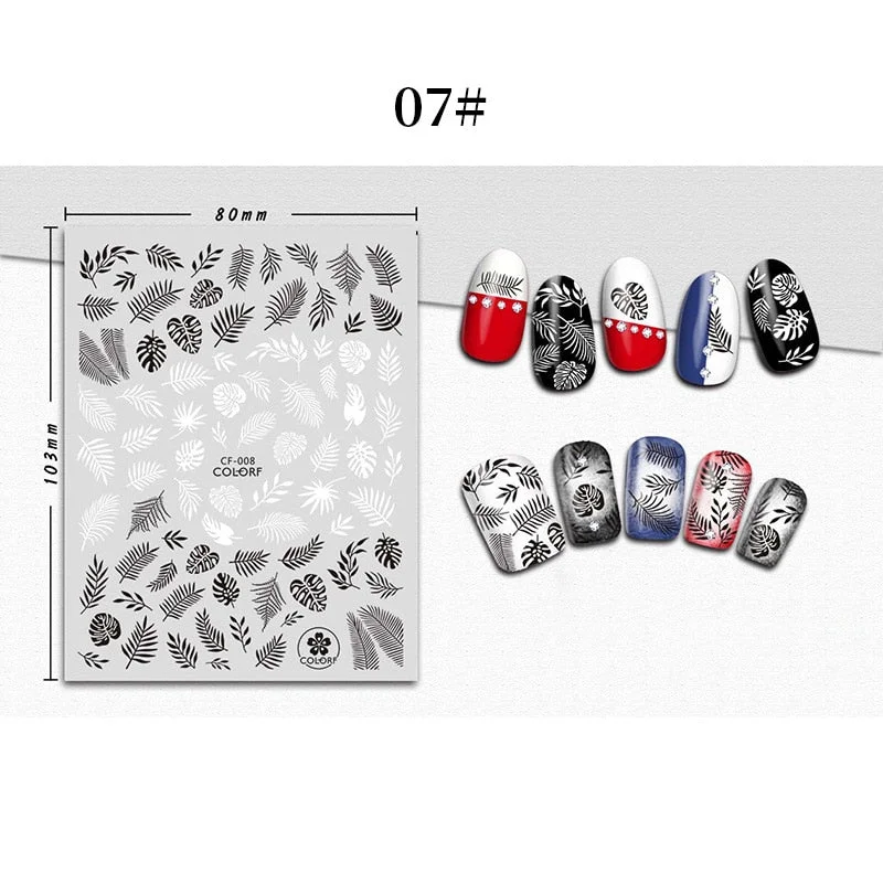 1 Sheet 3D Halloween Nail Sticker Christmas Skull Bone Snake Butterfly Maple Leaf Pattern Decals Manicures 3D Nail Decorations