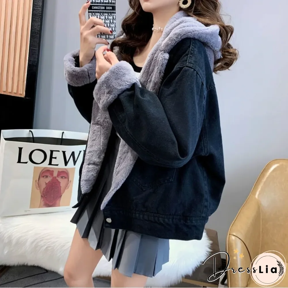Denim Padded Loose Lazy Wind Coat Women