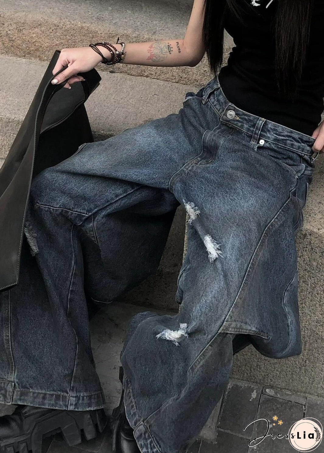 New Blue Hole High Waist Denim Pants Summer