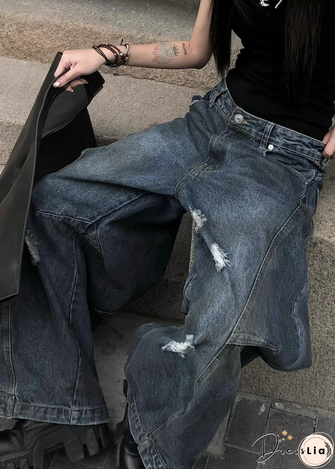 New Blue Hole High Waist Denim Pants Summer