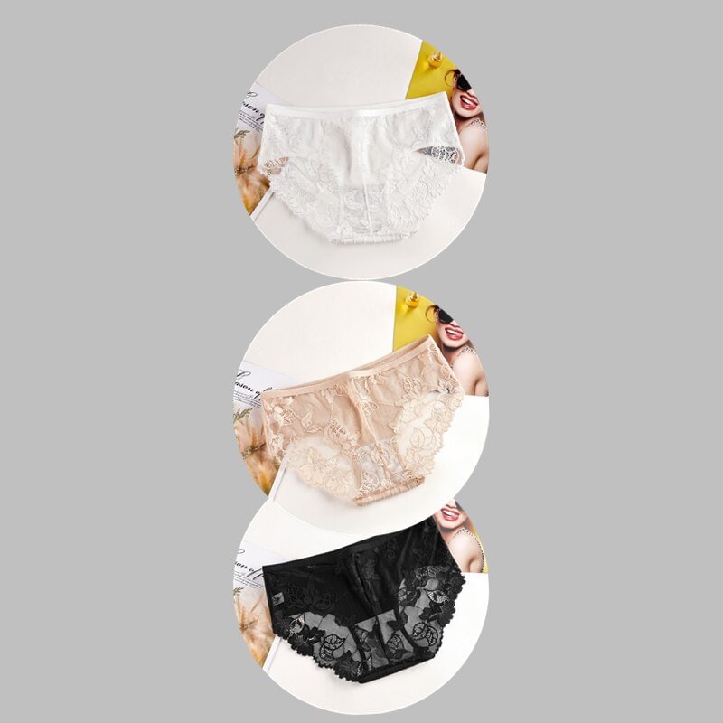Fashion Sexy Comfortable Lace Panties Cotton Patchwork Panties Underpants Solid Shorts Sexy Underwear Cutout Underwear Ladies